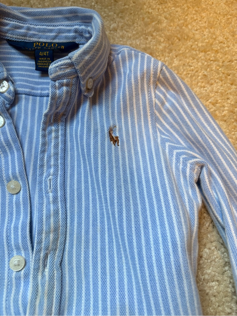 Polo by Ralph Lauren Blue and White Striped Button-Down Dress - Picture 3 of 3